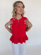 Load image into Gallery viewer, Darlin' Tie Top in Red
