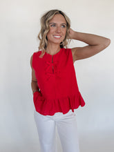Load image into Gallery viewer, Darlin' Tie Top in Red