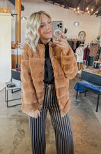 Load image into Gallery viewer, Faux Fur Coat in Tan
