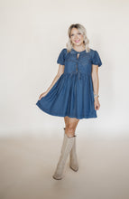 Load image into Gallery viewer, Boots and Bows Denim Dress
