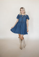 Load image into Gallery viewer, Boots and Bows Denim Dress
