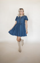 Load image into Gallery viewer, Boots and Bows Denim Dress
