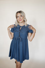 Load image into Gallery viewer, Boots and Bows Denim Dress
