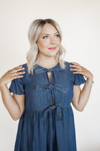 Load image into Gallery viewer, Boots and Bows Denim Dress
