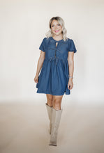 Load image into Gallery viewer, Boots and Bows Denim Dress
