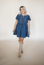 Load image into Gallery viewer, Boots and Bows Denim Dress
