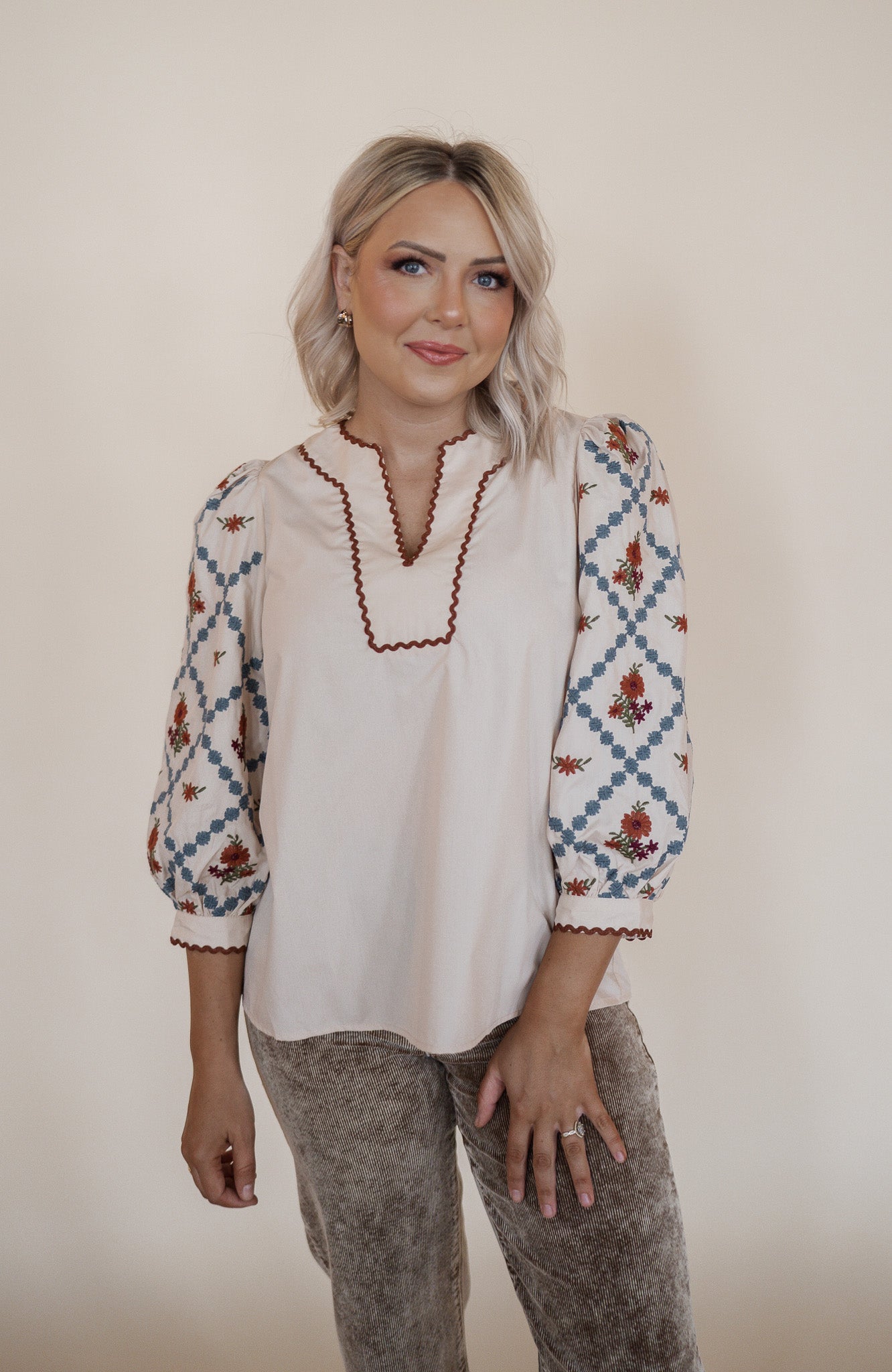 Embroidered Details Blouse