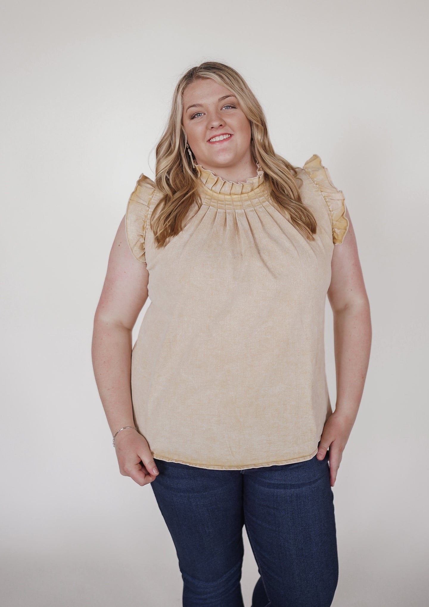 Cream Denim Blouse - Curves