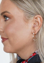 Load image into Gallery viewer, Gold Hoops with Rhinestone Studs
