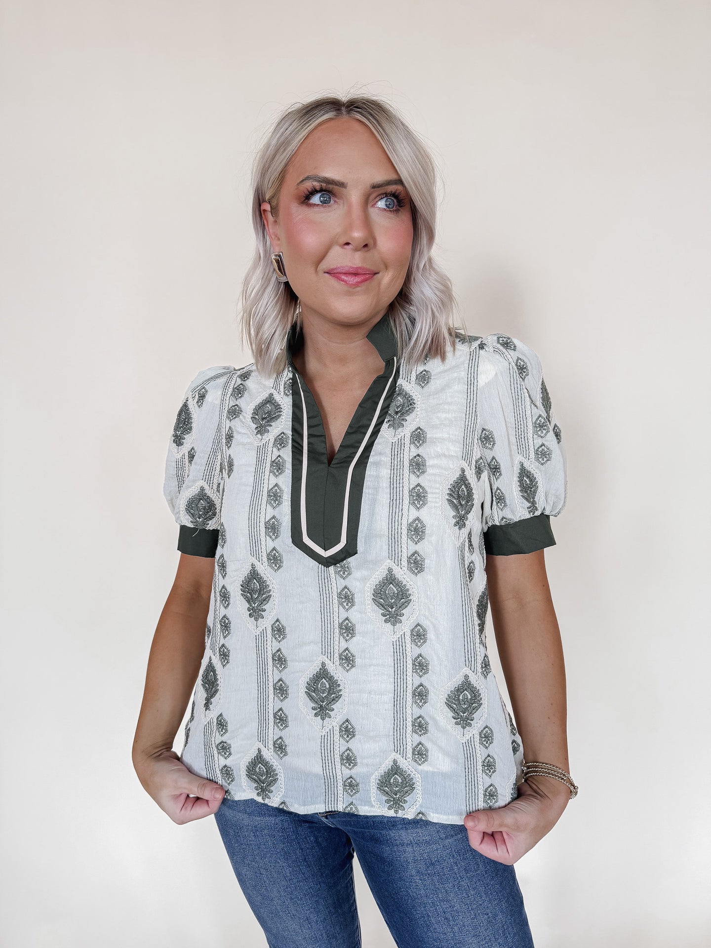 Olive Stitch Blouse