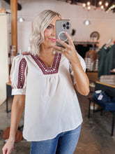 Load image into Gallery viewer, Burgundy Stitch Blouse
