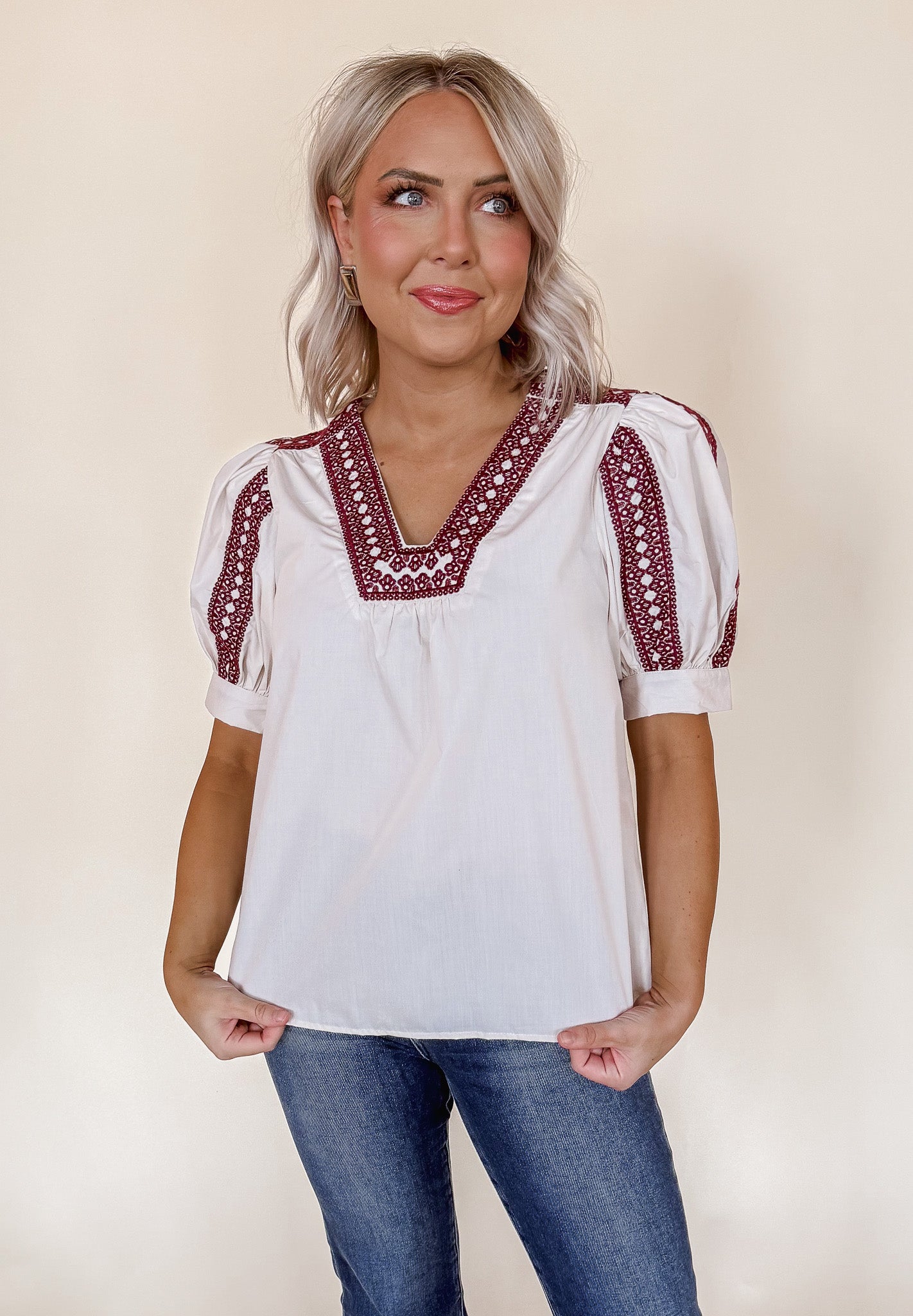 Burgundy Stitch Blouse