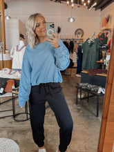 Load image into Gallery viewer, Baby Blue Bubble Hem Sweatshirt
