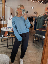 Load image into Gallery viewer, Baby Blue Bubble Hem Sweatshirt
