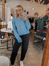 Load image into Gallery viewer, Baby Blue Bubble Hem Sweatshirt
