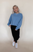 Load image into Gallery viewer, Baby Blue Bubble Hem Sweatshirt
