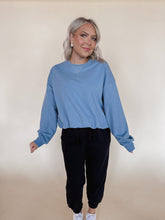 Load image into Gallery viewer, Baby Blue Bubble Hem Sweatshirt
