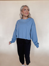 Load image into Gallery viewer, Baby Blue Bubble Hem Sweatshirt

