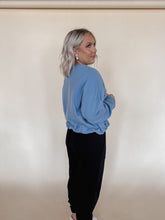 Load image into Gallery viewer, Baby Blue Bubble Hem Sweatshirt
