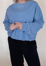 Load image into Gallery viewer, Baby Blue Bubble Hem Sweatshirt
