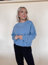 Load image into Gallery viewer, Baby Blue Bubble Hem Sweatshirt
