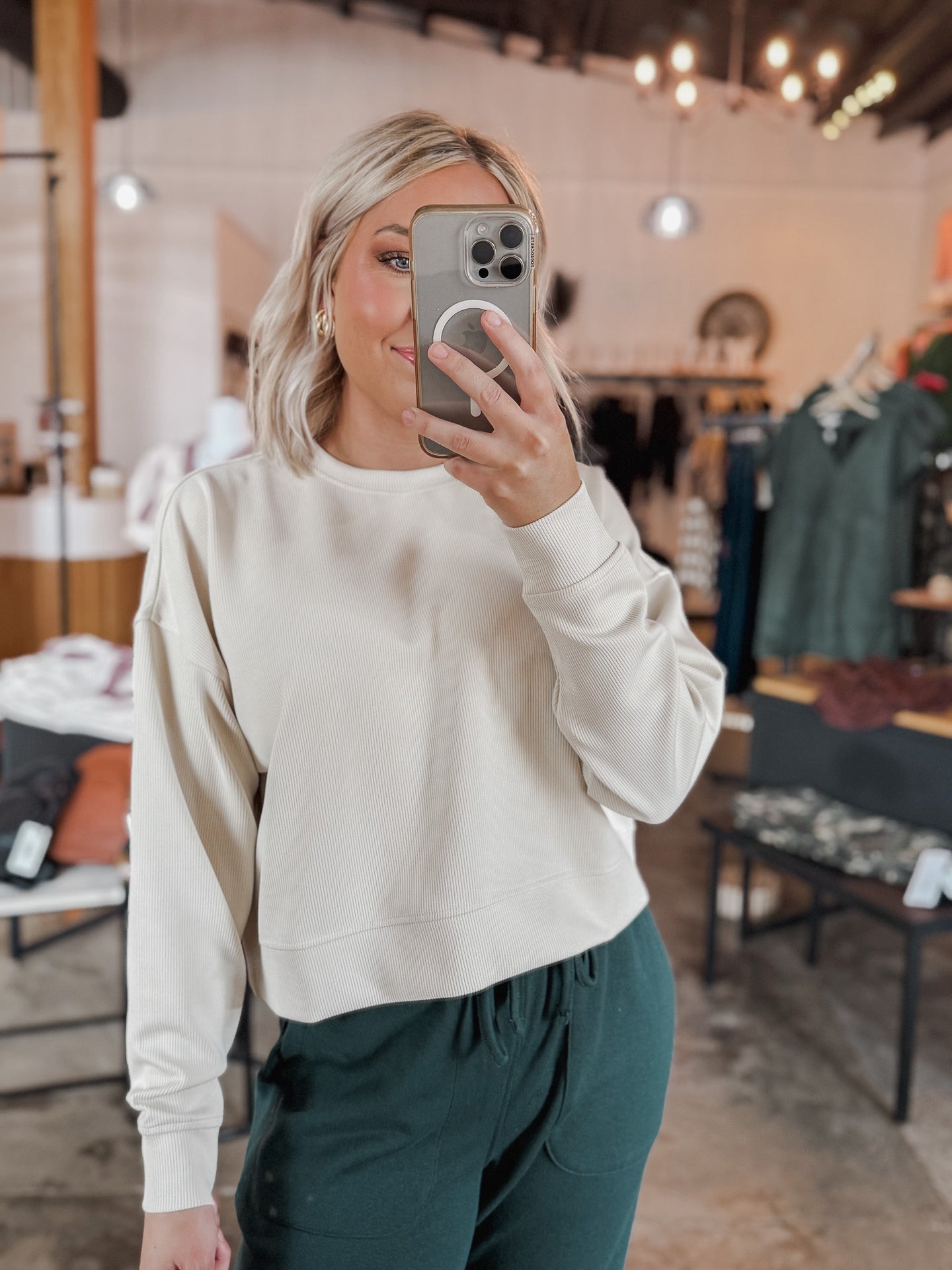 Luxe Sand Ribbed Sweater