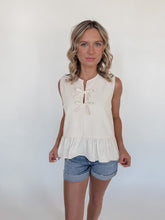Load image into Gallery viewer, Darlin&#39; Tie Top in Cream
